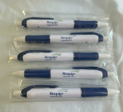5 Vintage Requip Uni-Ball Pens – Pharma Promo Samples – 1980s – New in Sleeve
