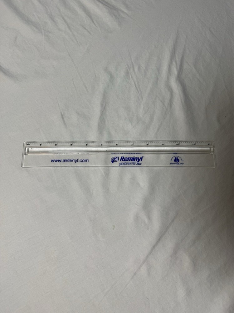 Drug Rep Pharmaceutical Reminyl Galantamine Clear Plastic Ruler Collectible