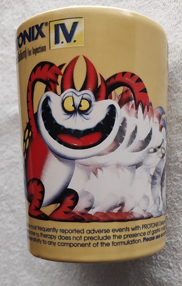 Protonix IV Drug Rep Monster Mug Medical Swag GERD Acid Reflux Heartburn