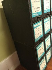 Vintage 1950s – stacking 12 compartment Pharmacy File Pill Cabinet industrial