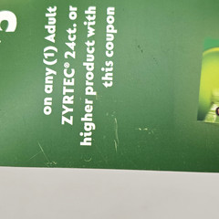 Pharmaceutical Advertising Banner ZYRTEC Shelf Talker Grocery Store Display Sign