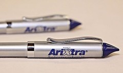 Pharmaceutical Heavy Metal Arixtra Pen Brushed Silver with Blue Comfort Grip NEW