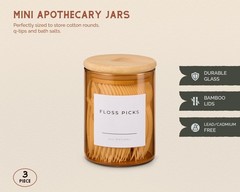 Vase and Vessel Mini Glass Apothecary Jars with Bamboo Lids, Small Bathroom a…