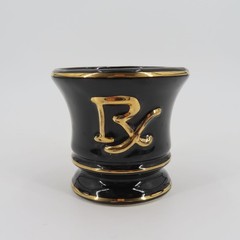 VTG Fashioned by Blair Black Gold Ceramic Mortar Vase 3.1in Tall NO PESTLE USA