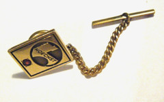 10K Gold Ruby Hoechst Pharmaceutical Chemical Company Vintage Tie Lapel Tack Pin