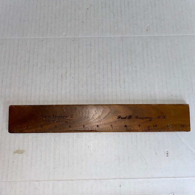 Vintage Tranxene Pharma Collectible Ruler Drug Rep Promo Wooden Personalized