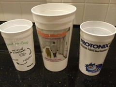 Lot of (3) Drug Rep Wyeth Pharmaceuticals Cups Effexor XR, Protonix, & Tygaci