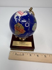 Fougera Pharmaceutical Lapis Lazuli Brass Desk Accent World Globe