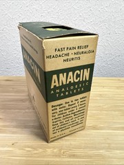 RARE Vtg 1960s ANACIN BOX pharmaceutical physician sample doctor MEDS pills