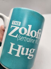 Vintage Zoloft HUG Mug | Pharma Promo Coffee Cup | Viral Reddit Collectible