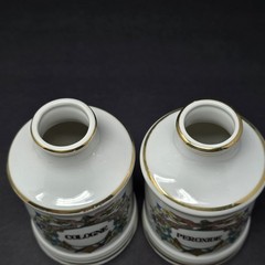 Vintage Porcelain Apothecary Medicine Jar Set Salts Cologne Gauze Perioxide