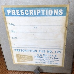 Vintage Pharmacy Prescription Box SAMUELS Metal File Apothecary Rx Cincinnati OH