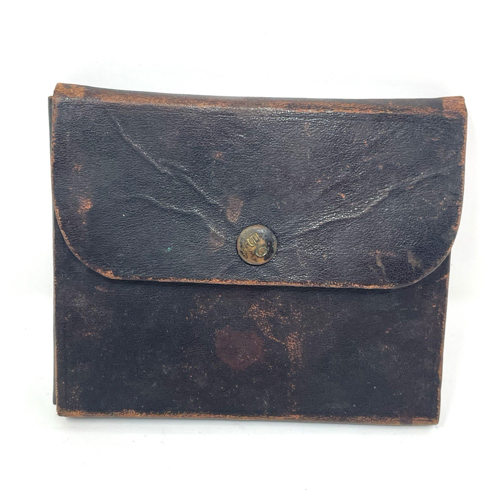 EMPTY Antique Leather Physician’s Folding Wallet Case – Vintage Medical Field