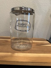 Grafco Medical Apothecary Glass Jar Stainless Lid Blue Letters Tongue Depressors