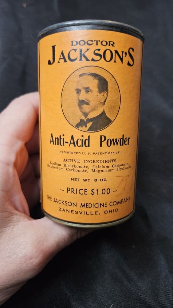 Doctor Jackson’s Anti-Acid Powder Zanesville Ohio New Old Stock Container