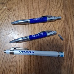 VIAGRA Pfizer Pharmaceutical Pens Flashlight Bullet Chrome Blue RARE HTF Detrol