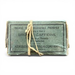 Antique Bromo-Caffeine Box Keasbey & Mattison Apothecary Headache Cure c1900 Vtg