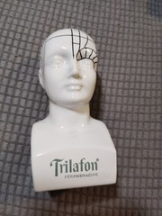 Schering TRILAFON Tranquilizer Phrenology Head Ceramic Bust Figurine 1960s – F