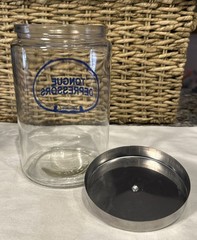 Grafco Medical Apothecary Glass Jar Stainless Lid Blue Letters Tongue Depressors