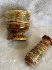 Vintage Fred Harvey Trading Co Onyx Mortar & Pestle Set – Original Tag