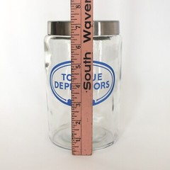 Grafco Medical Apothecary Glass Jar Stainless Lid Blue Letters Tongue Depressors