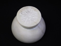 Vintage Solid Granite Large Mortar and Pestle White Gray Swirl