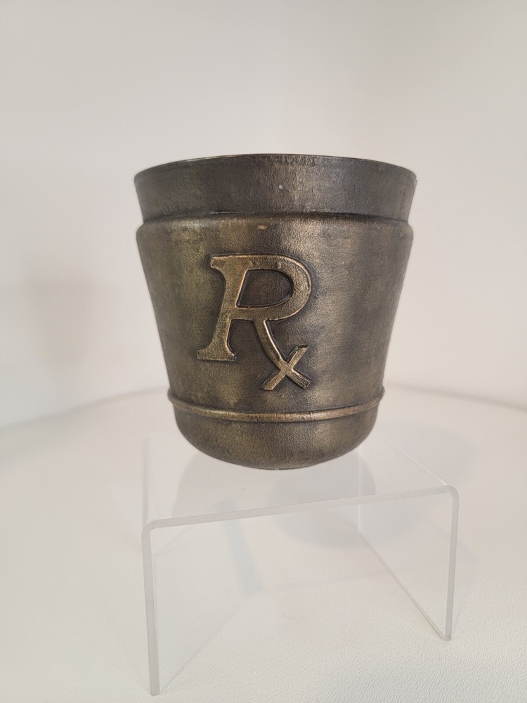 Vintage 1990 Schering Plough metal Mortar Pharmacy Rx Pharmacist Secundum Artem