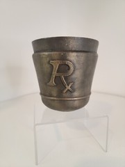 Vintage 1990 Schering Plough metal Mortar Pharmacy Rx Pharmacist Secundum Artem