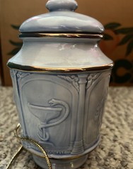 Blue Porcelain Apothecary Jar PMA Meeting April 1988 Given As A Gift Lederle