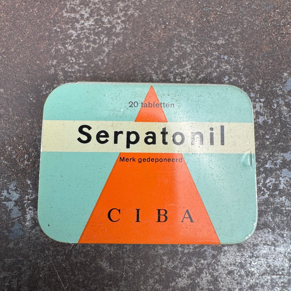 Vtg c.1960s SERPATONIL Advertising Medical Tin – GERMAN – EMTPY / NO CONTENTS