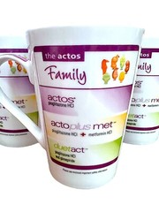 3 Actos Family Pharmaceutical Drug Rep Coffee Tea Mugs Cups Collectible 12oz