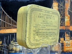 Vintage Burroughs Wellcome Amyl Nitrite Vaporole Tin Popper Canister (Empty)