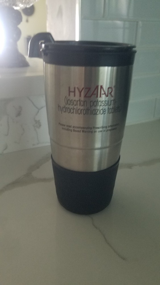 Collectible stainless steel pharmaceutical travel thermal mug with lid drug rep