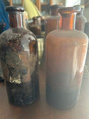 Vtg Gentian Compound (Lilly) and Liquid Peptone (Parke Davis) amber bottles EMPT