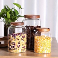 Glass Storage Jars with Airtight Lids, Set of 2 42 FL OZ (1250ml) coffee cont…