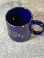 Eli Lilly Pharmaceutical Cobalt Blue Gold Coffee Mug Cup USA