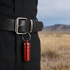 2-5pcs Mini Keychain Tablets Case Water Proof Outdoor Tablets Container Red