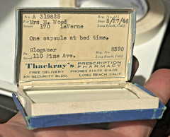 1946 Prescription Pill Box Thackray’s Pharmacy Long Beach CA Medical Ephemera Vi