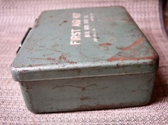 VTG Metal First Aid Kit Box BLUE BIRD BODY CO. Coach Heavy Steel #116 Bluebird