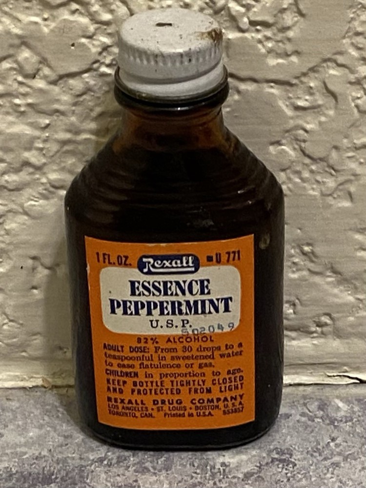 VINTAGE Rexall PPERMINT Tonic “USE 30 Drops FOR FLATULENCE” Drug KING Sticker