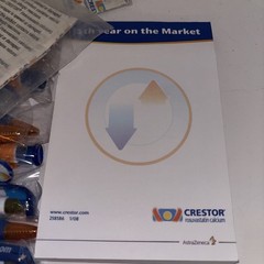 Pharmaceutical Drug Rep Promo Items Crestor 10 Pens, Bandages And Note Pad