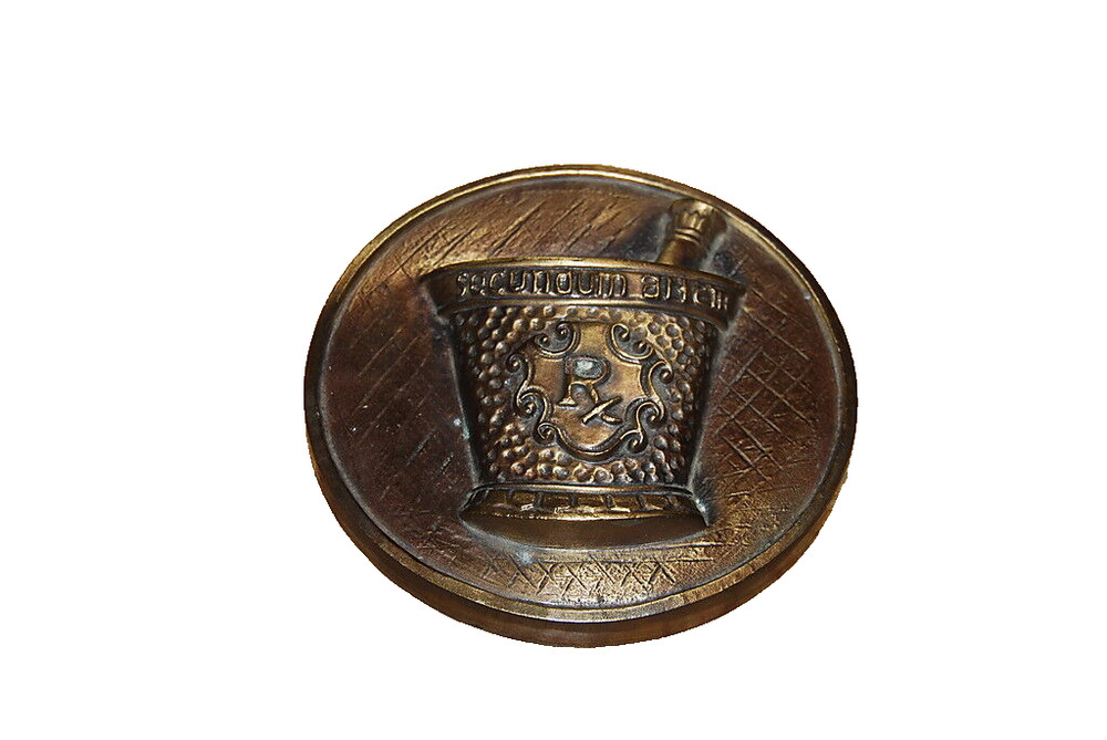 Vtg Chlor-Trimeton 1977 6″ round Bronze Secundum Artem Rx Apothecary PHARMACIST