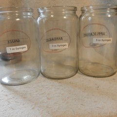 Set 3 Vintage MOORE Medical Supply Glass Jar Apothecary Antique Canisters Gauze