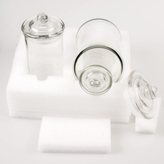 Mini Glass Apothecary Jars, Bathroom Storage Organizer Canisters for Cotton S…