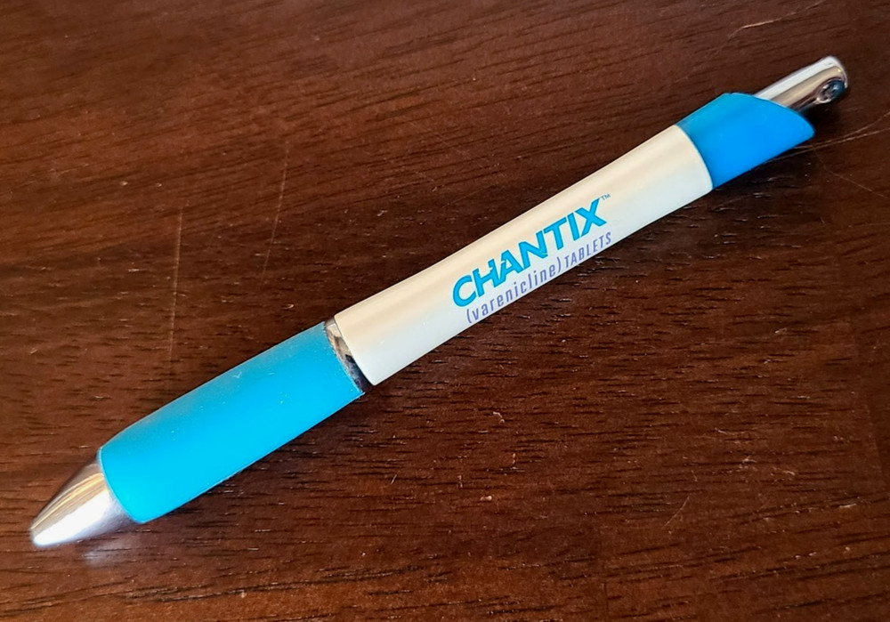 1 Quit Smoking Drug Rep Pen White and Blue Blue Ink