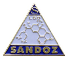 Sandoz pharmaceutical LSD lapel hat pin Albert Hofmann