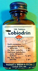 🔥LOBIODRIN🔥 EMPTY Medicine Pharmacy Glass Bottle Ephedrine George A Breon & CO