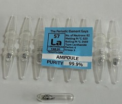 8 x Lanthanum Metal 99.9% un-oxidized Argon Ampoules WHOLESALE Periodic Elements