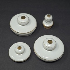Vintage Porcelain Apothecary Medicine Jar Set Salts Cologne Gauze Perioxide