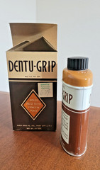 Vintage NOS Dentu-Grip 2.5oz tin with original Box by Block Drug Co.